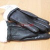 Перчатки кожаные зимние, черные, белый мех