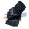 Тактические перчатки черные с защитными вставками на костяшках. Без пальцев.